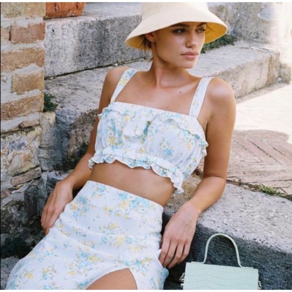 With Jean Avena Top White Floral Print Blouse - Picture 1 of 7